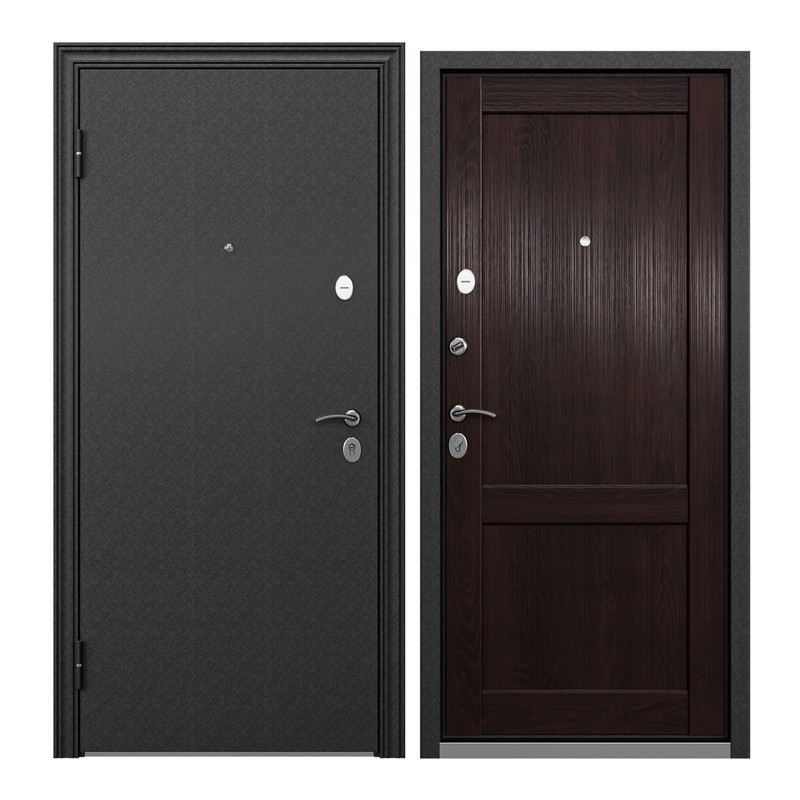 Дверь входная Torex для квартиры металлическая Flat-L 860х2050 левая, черный/коричневый