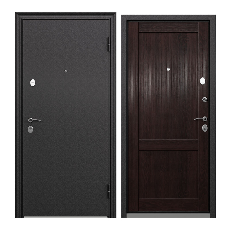 Дверь входная Torex для квартиры металлическая Flat-L 950х2050 правая, черный/коричневый заглушка klus p45 30 flat правая arlight пластик