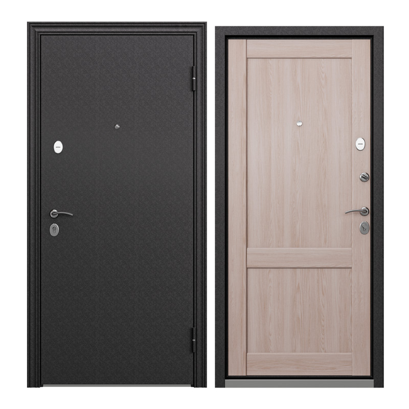 Дверь входная Torex для квартиры металлическая Flat-L 860х2050 правая, черный/бежевый