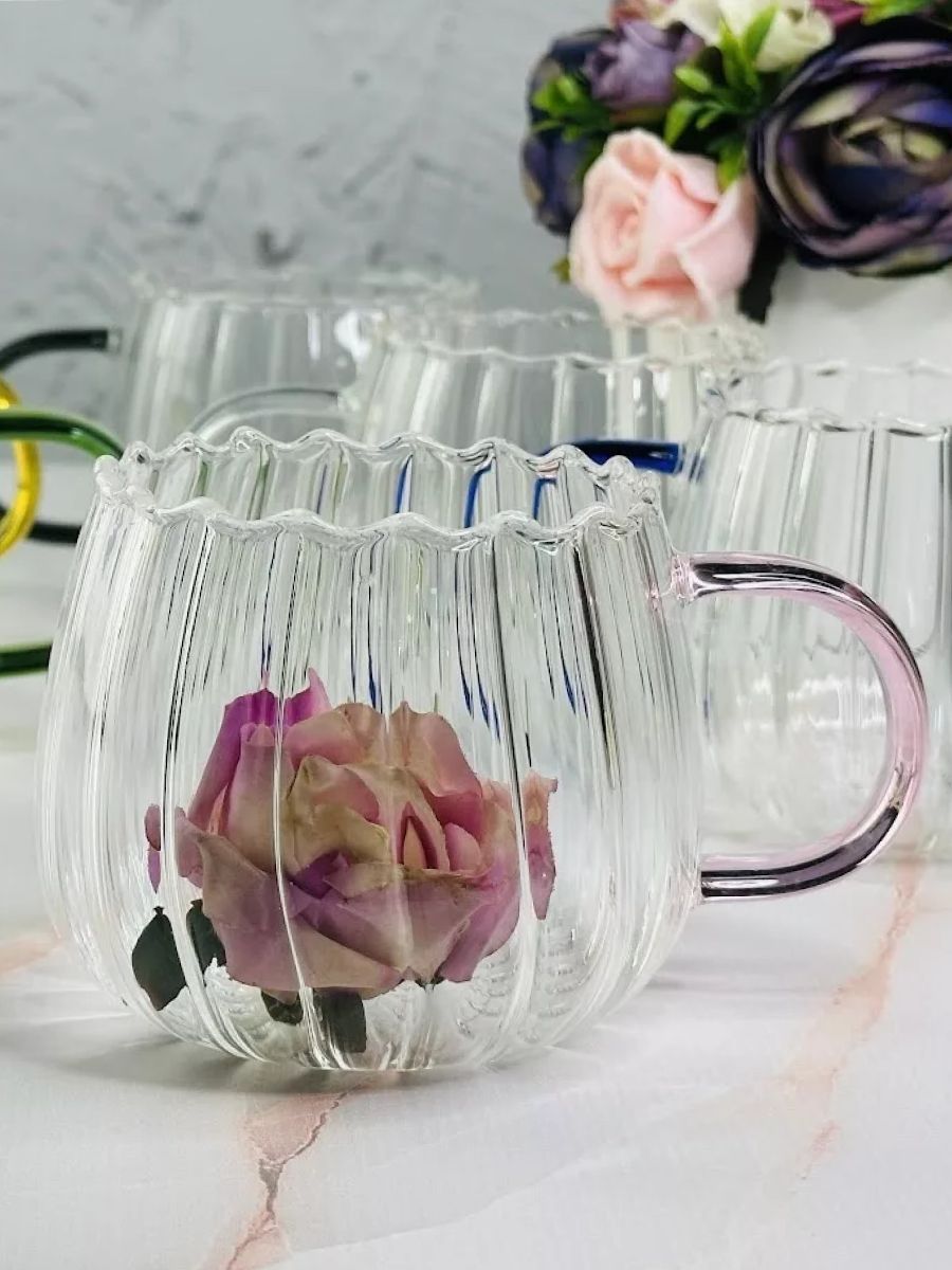 

Набор из 6 кружек 350мл Lenardi форм "Бутон №1" рис "Радуга" В подар.упаковка стекло, LD160-06