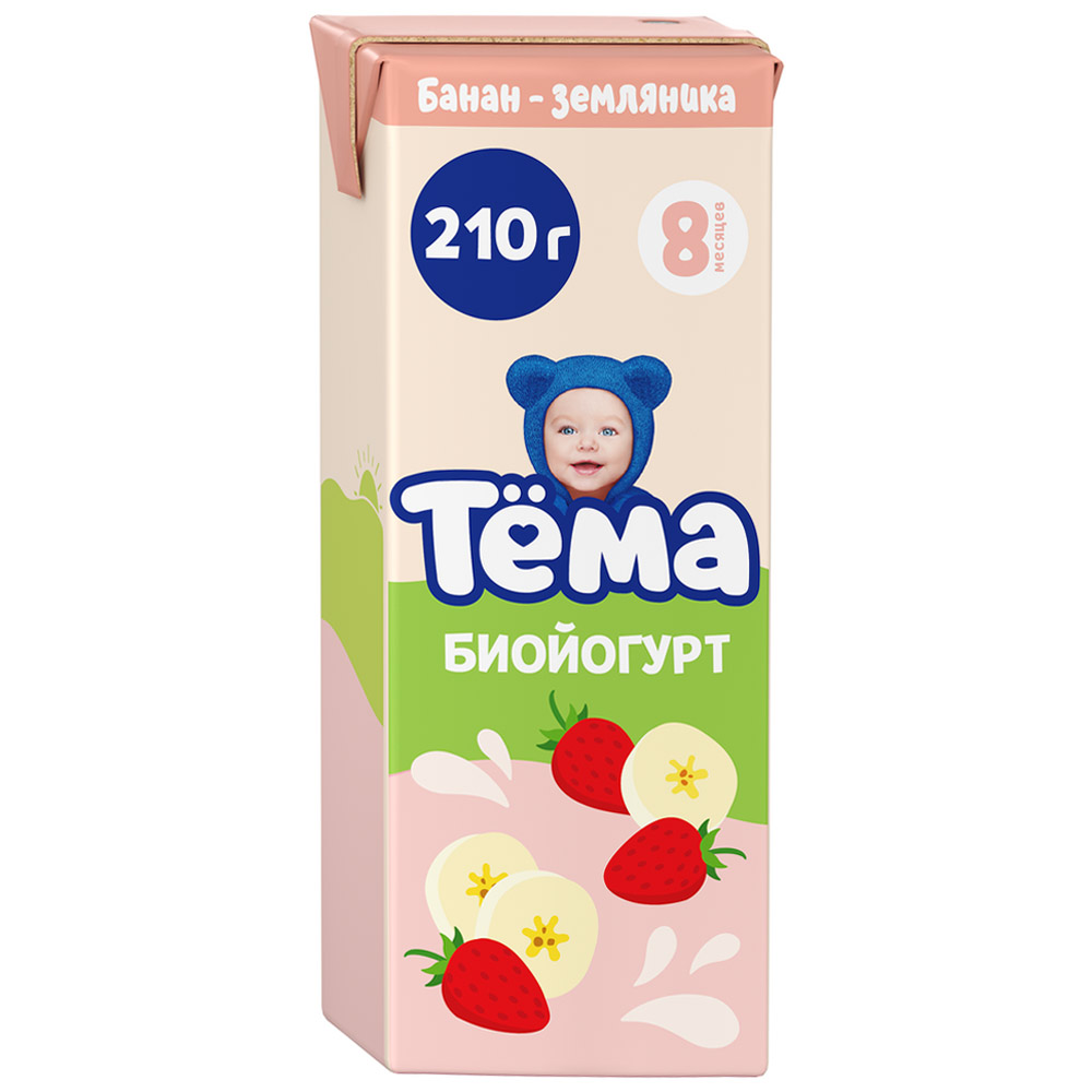Питьевой йогурт детский Тема банан-земляника с 8 месяцев 2,8% БЗМЖ 210 г