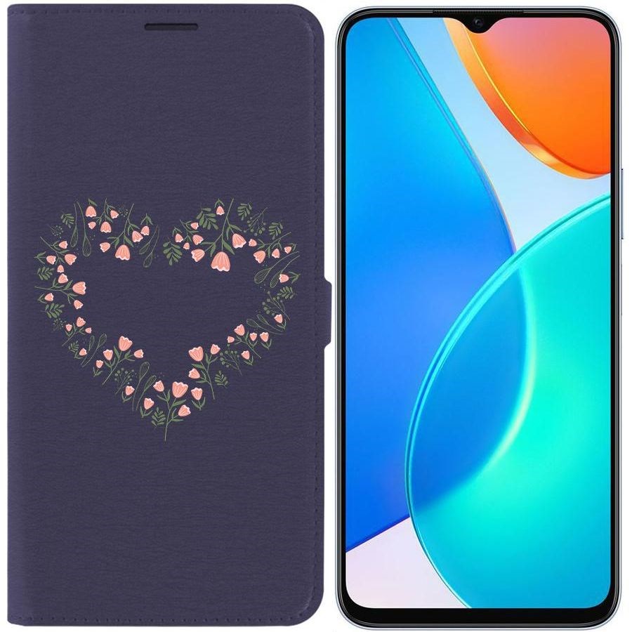 

Чехол-книжка Eco Book для Honor X6 Цветочное сердце, Синий