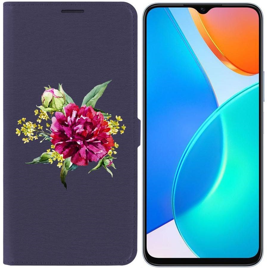 

Чехол-книжка Eco Book для Honor X6 Цветочная акварель, Синий