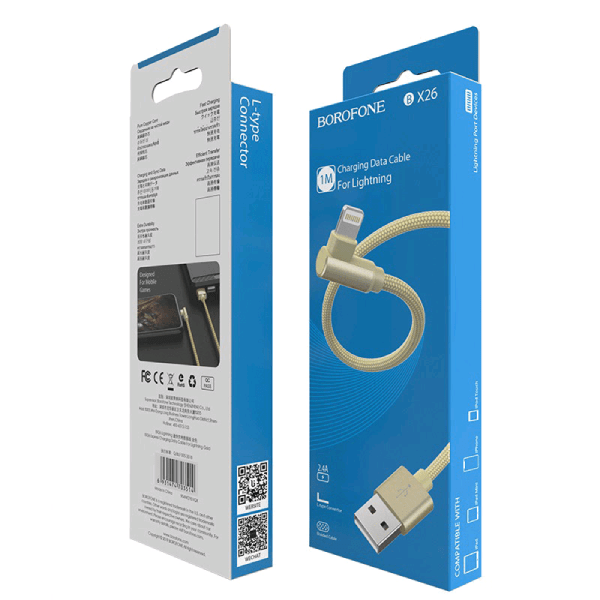 фото Кабель borofone usb lightning bx26 1m 2,4a золото