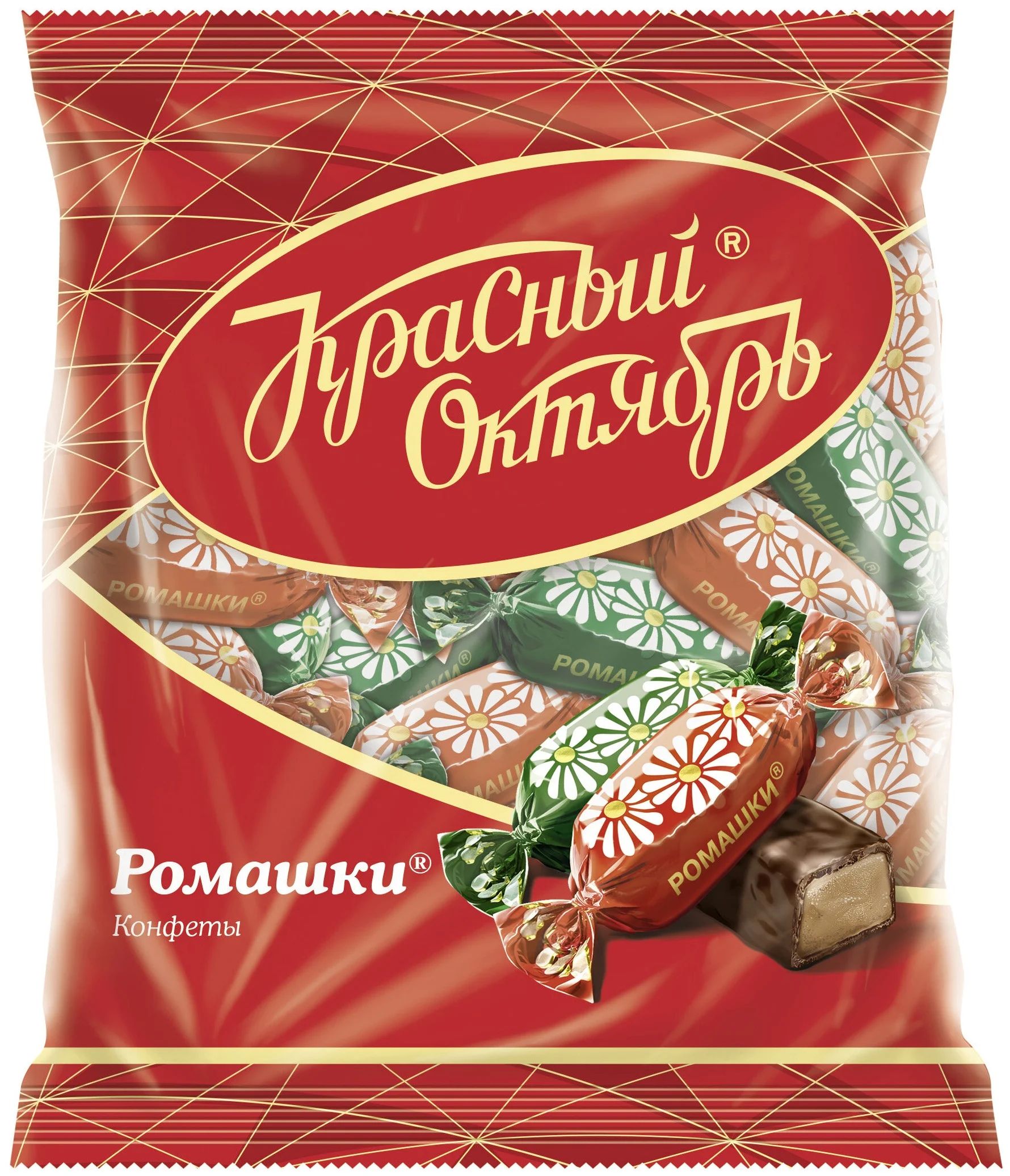 

Конфеты шоколадные Красный Октябрь Ромашки помадная начинка +-500 г