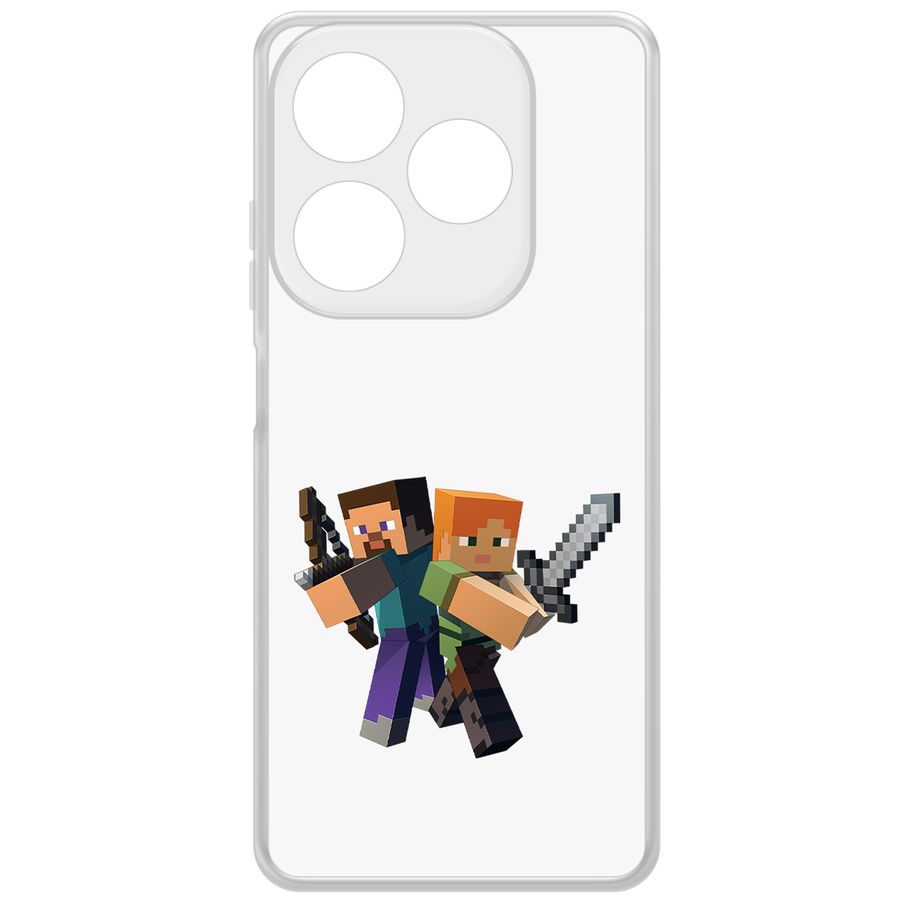 

Чехол-накладка Krutoff Minecraft-Стив и Алекс для INFINIX Smart 8 Plus, Прозрачный