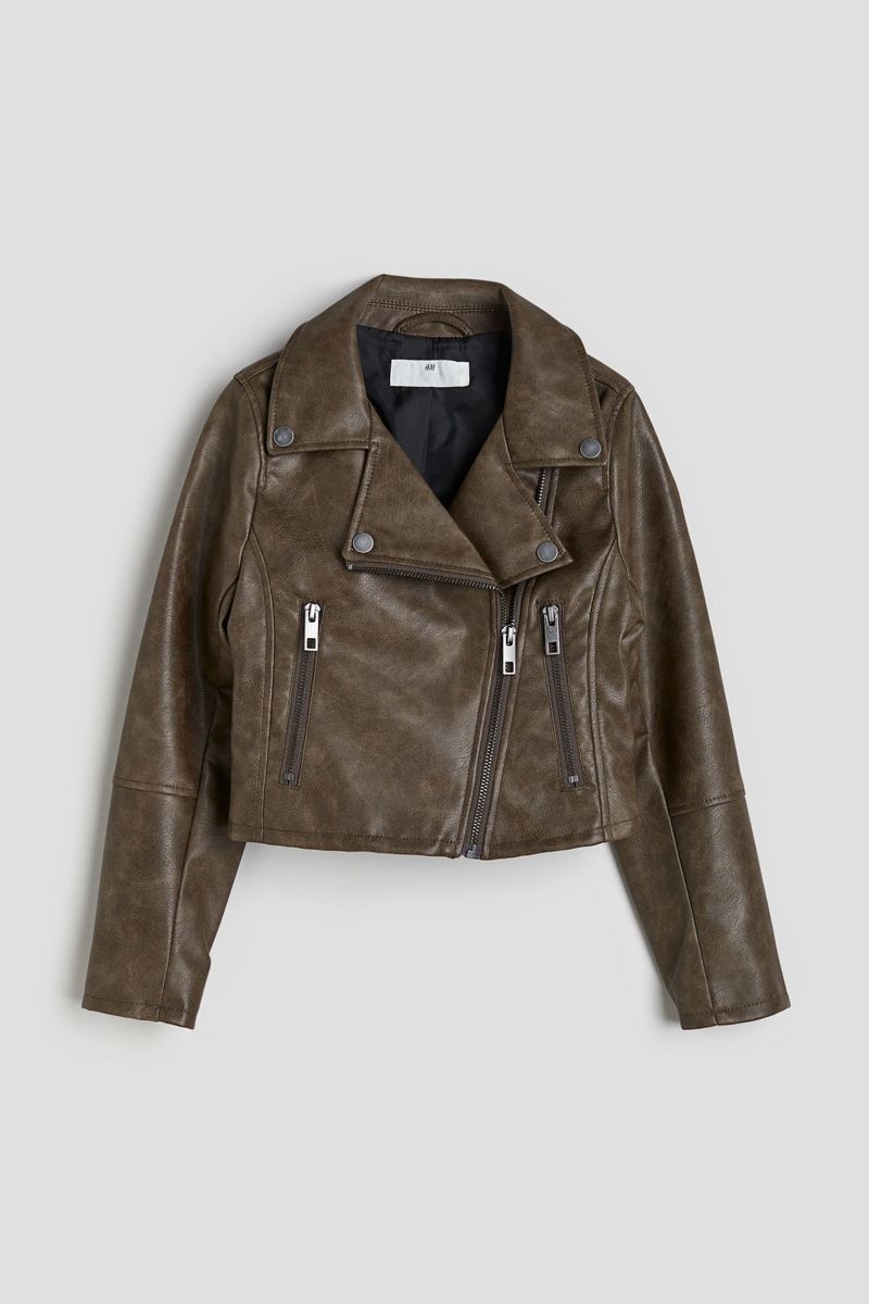

Куртка кожаная детская H&M 1204255, Темно-серый, 164, 1204255
