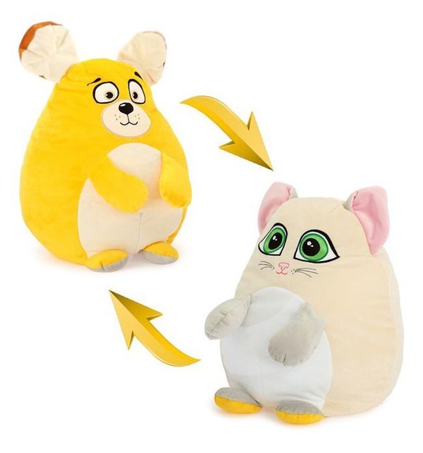 

Игрушка-вывернушка СмолТойс Перевертыш Собака-кот 45 см бежевый/желтый