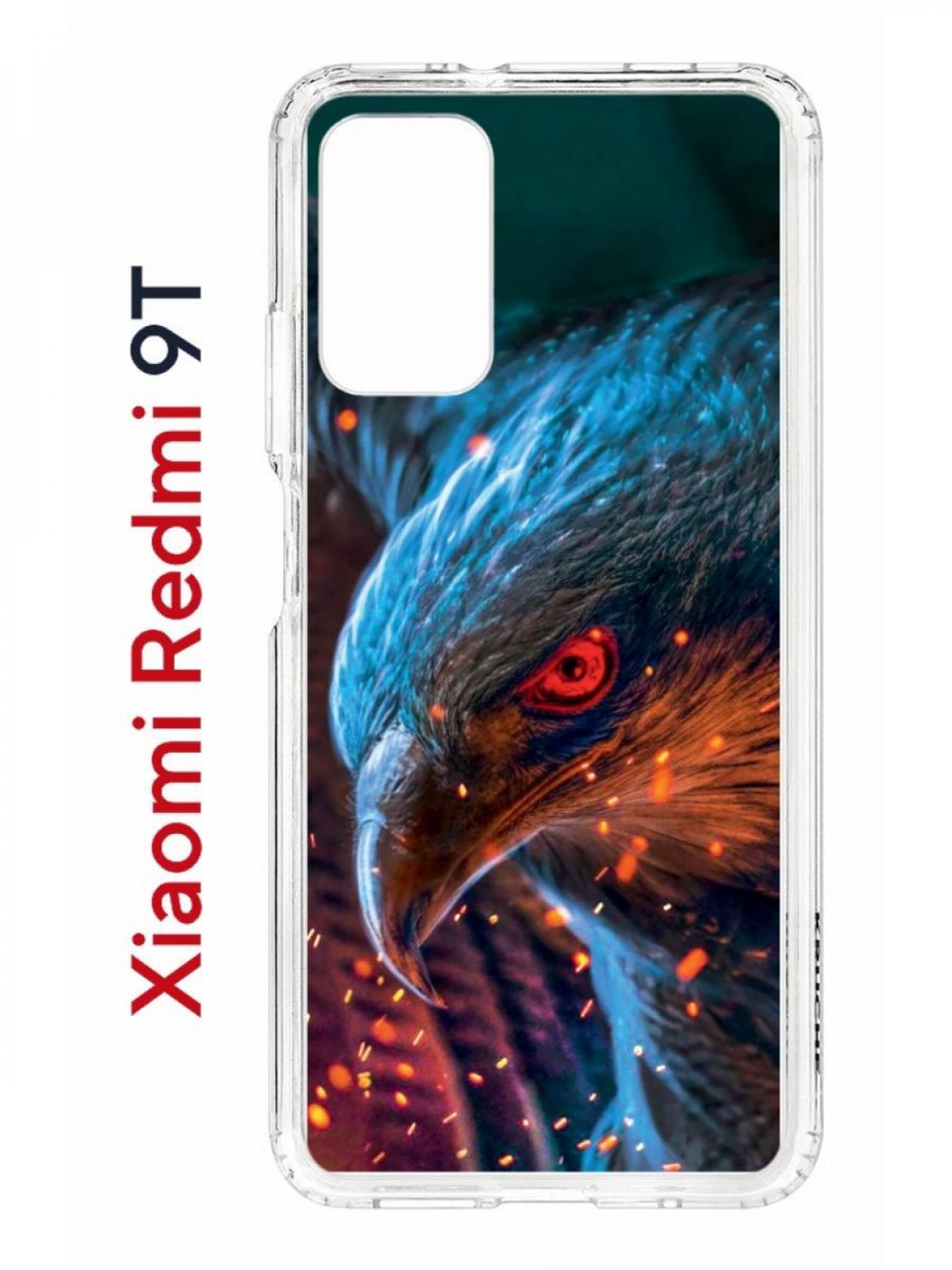 фото Чехол на redmi 9t с принтом kruche print орел,противоударный бампер,с защитой камеры кruче