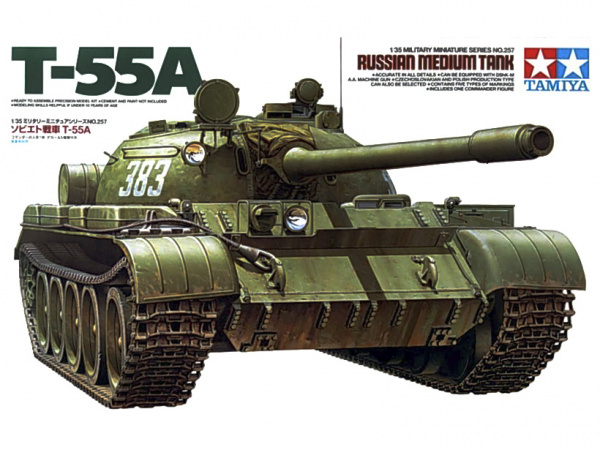 фото Сборная модель 35257 tamiya 1/35 советский танк т-55а, с одной фигурой