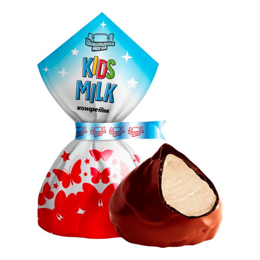 Конфеты глазированные Шоколадная магия Kids Milk кремовые +-200 г