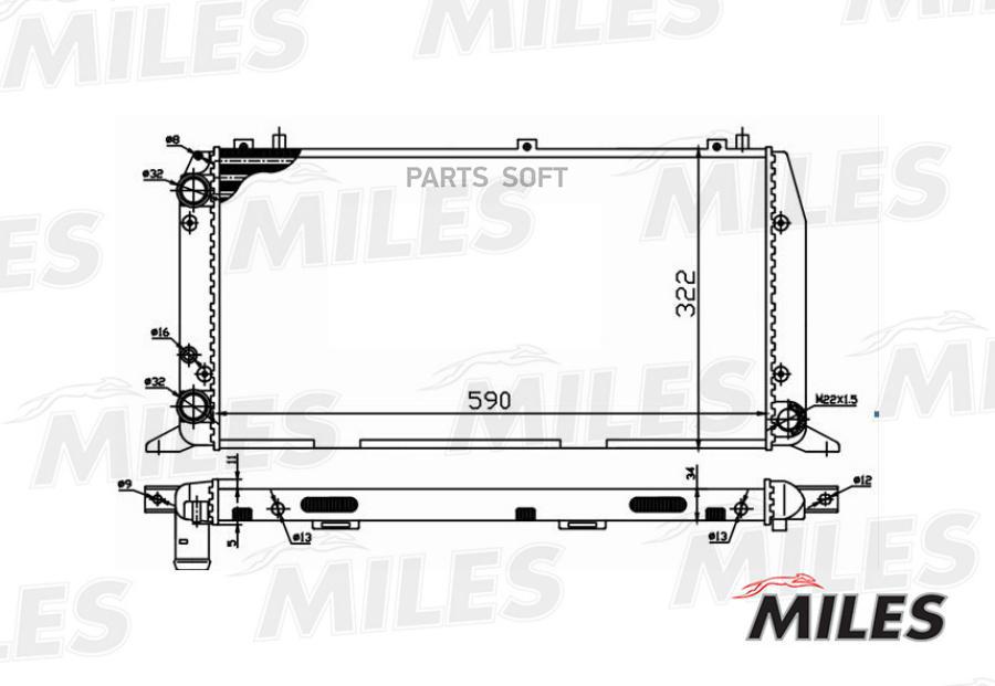 

MILES Радиатор охлаждения AUDI A80 1.6-2.0 86-94