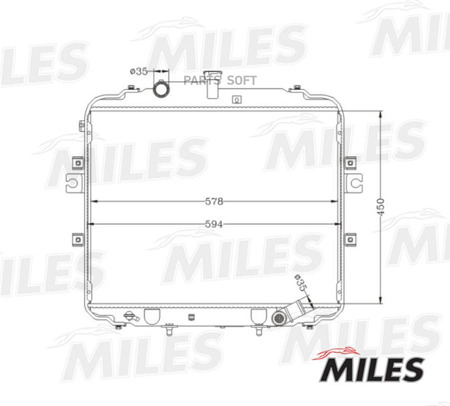 

MILES Радиатор охлаждения HYUNDAI PORTER/H-100 2.5 DIESEL паяный