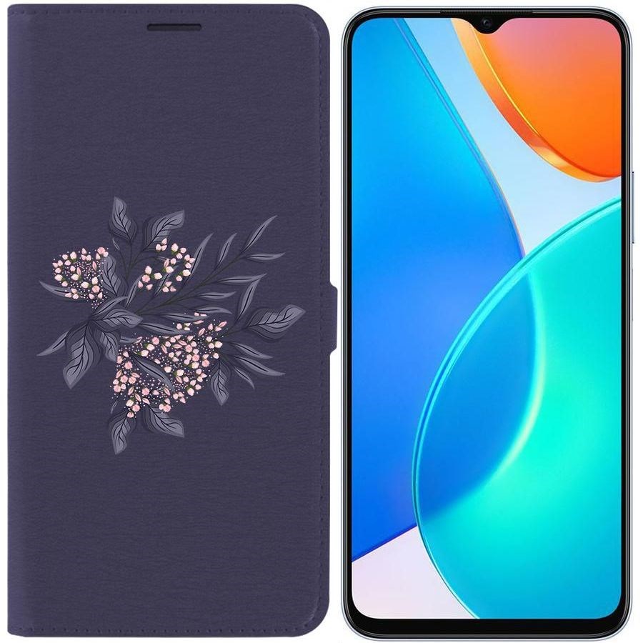 

Чехол-книжка Eco Book для Honor X6 Розовые бутоны, Синий