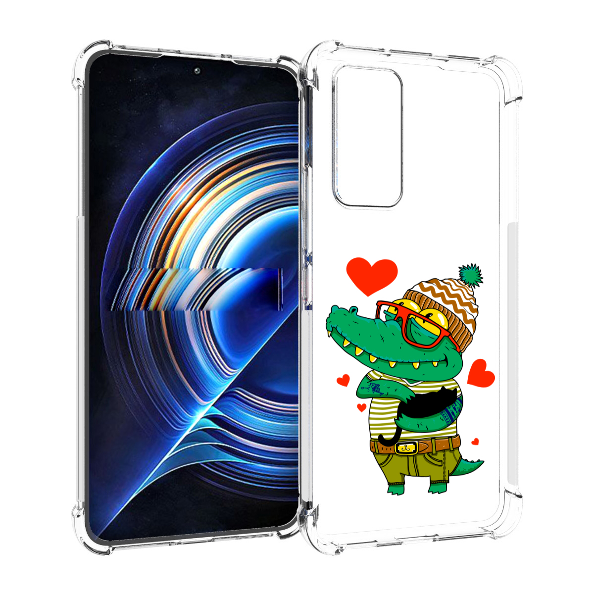 Чехол MyPads зеленый-крокодильчик-в-красной-оправе для Tecno Camon 19 Neo
