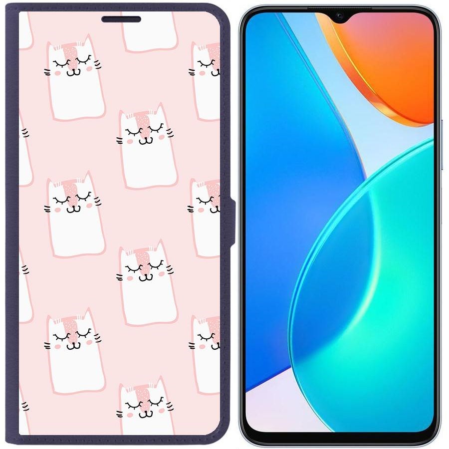 

Чехол-книжка Eco Book для Honor X6 Котики паттерн, Синий