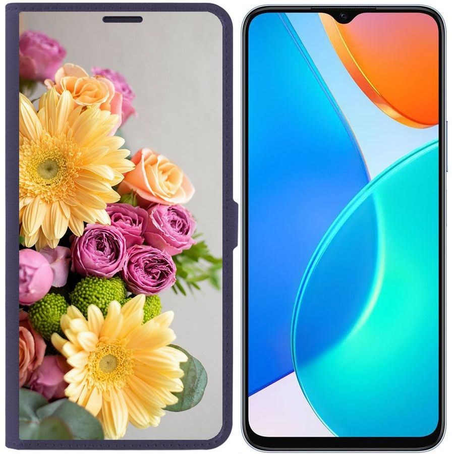 

Чехол-книжка Eco Book для Honor X6 Букет, Синий