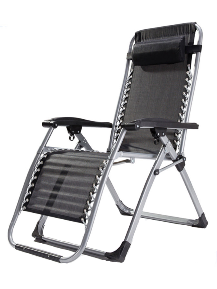 фото Раскладушка, кресло-шезлонг urm с подушкой, черная