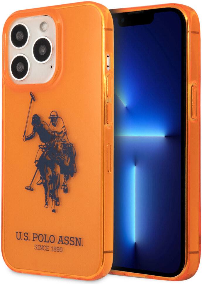 фото Чехол cg mobile u.s. polo assn. tpu fluo logo bigl horse hard для iphone 13 pro, оранжевый