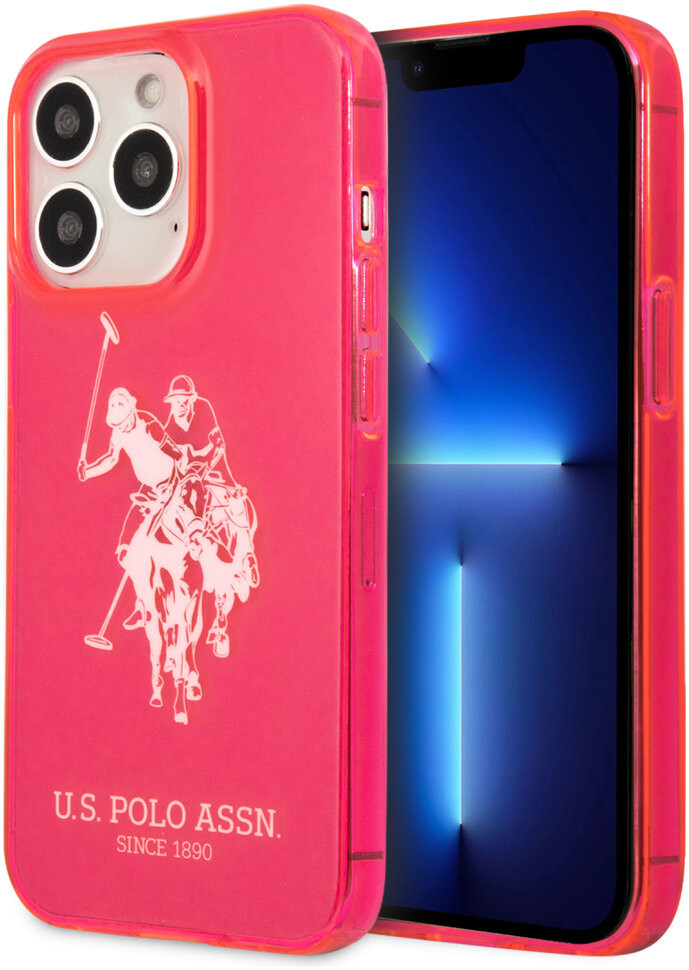 фото Чехол cg mobile u.s. polo assn. tpu fluo logo bigl horse hard для iphone 13 pro, розовый