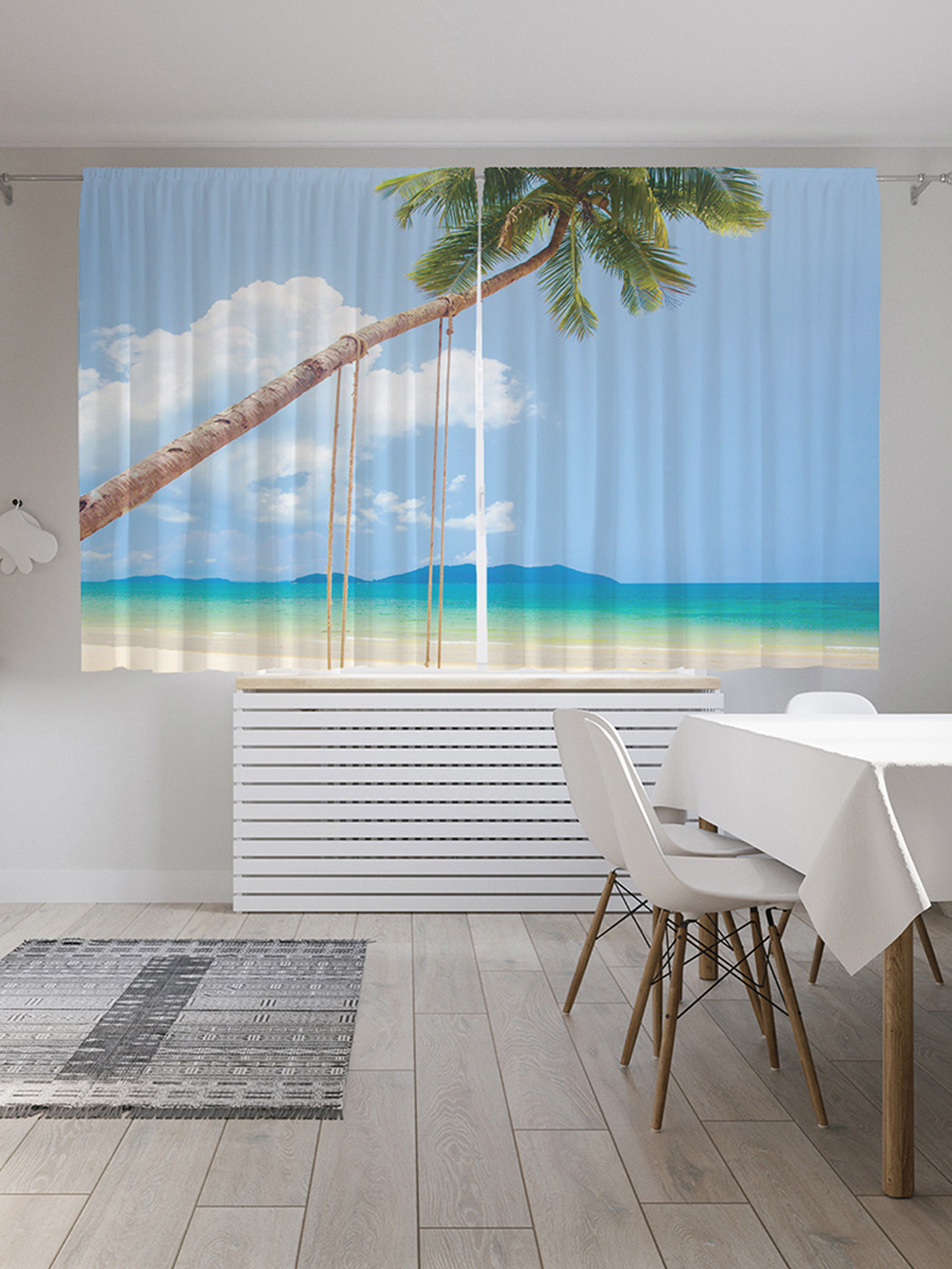 

Шторы с фотопечатью JoyArty "Экзотические качели" из сатена, 290х180 см