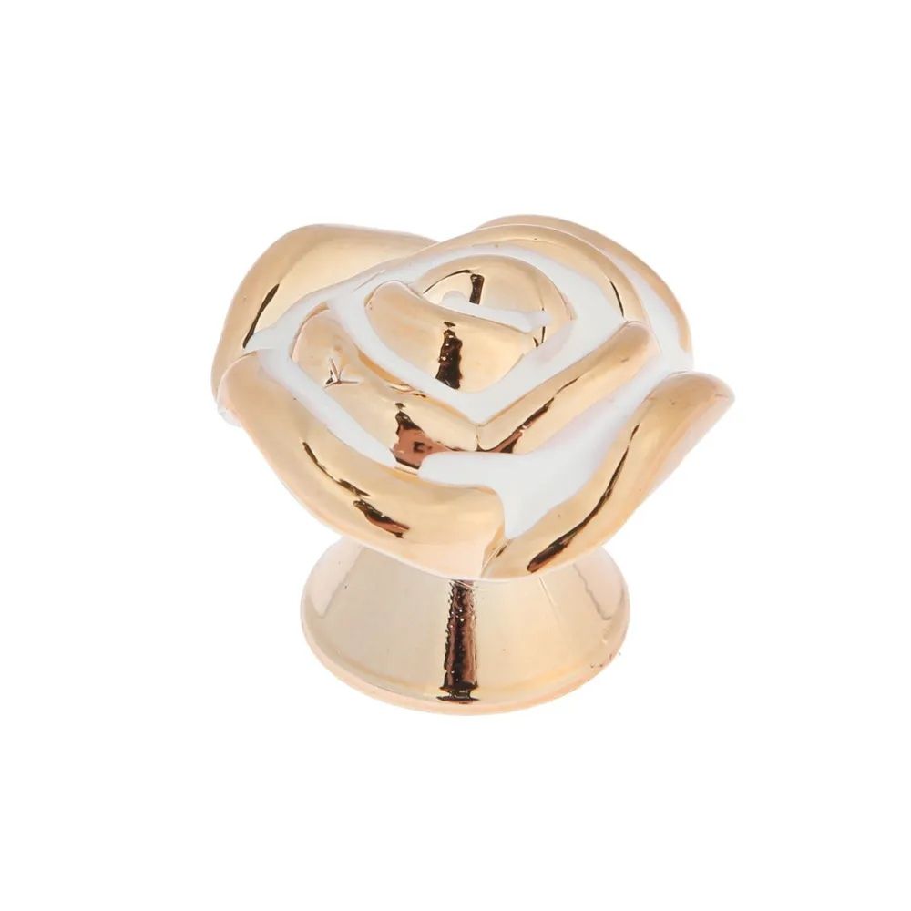 

Ручка кнопка CAPPIO Rose 01, белая с золотым, 3 шт., Золотистый, Rose 01