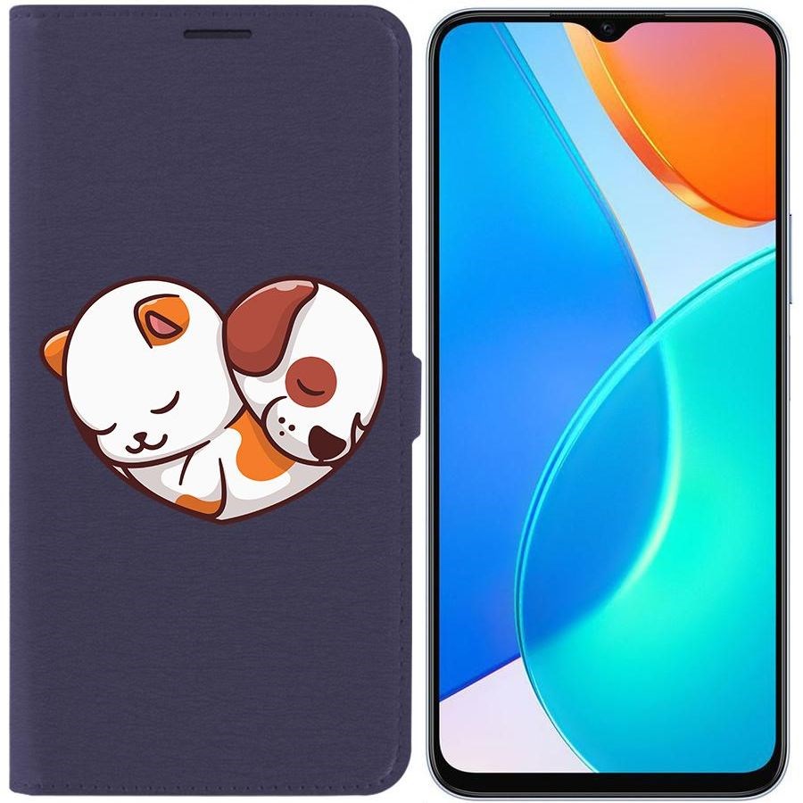 

Чехол-книжка Eco Book для Honor X6 Котёнок и Щенок, Синий
