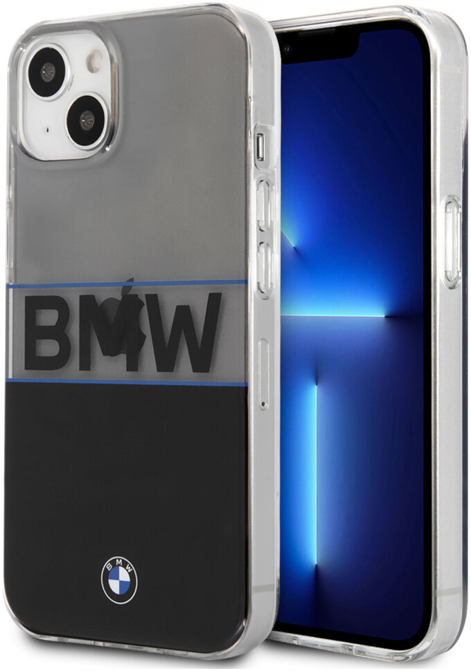 фото Чехол cg mobile bmw signature pc/tpu horizontal big logo для iphone 13, прозрачный/черный