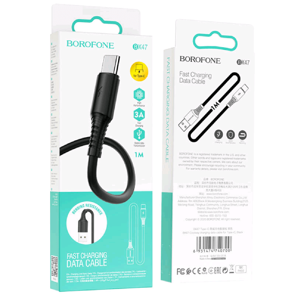 фото Кабель borofone usb type-c bx47 1m 3a черный