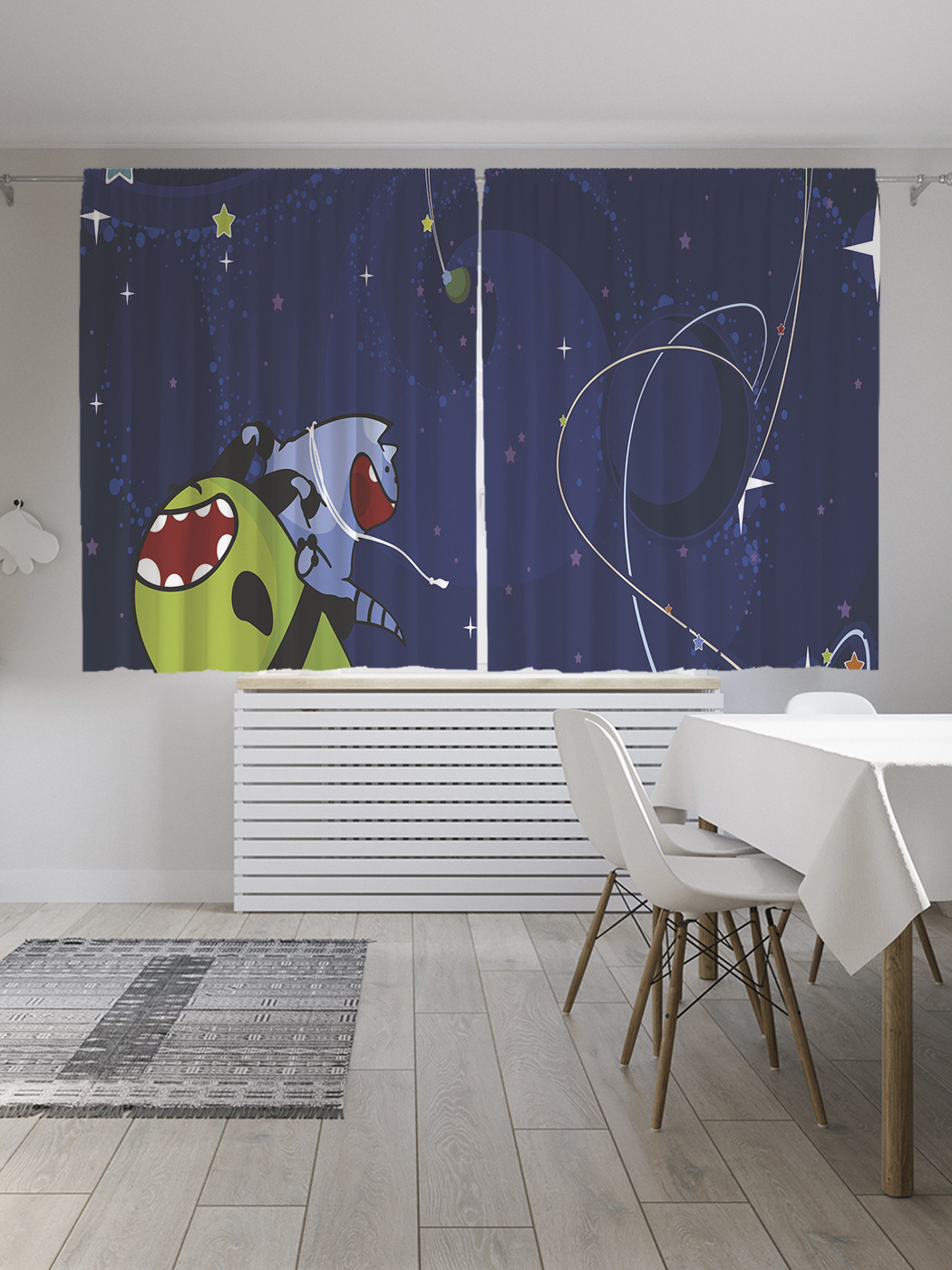 

Шторы с фотопечатью JoyArty "Игра в космосе" из сатена, 290х180 см