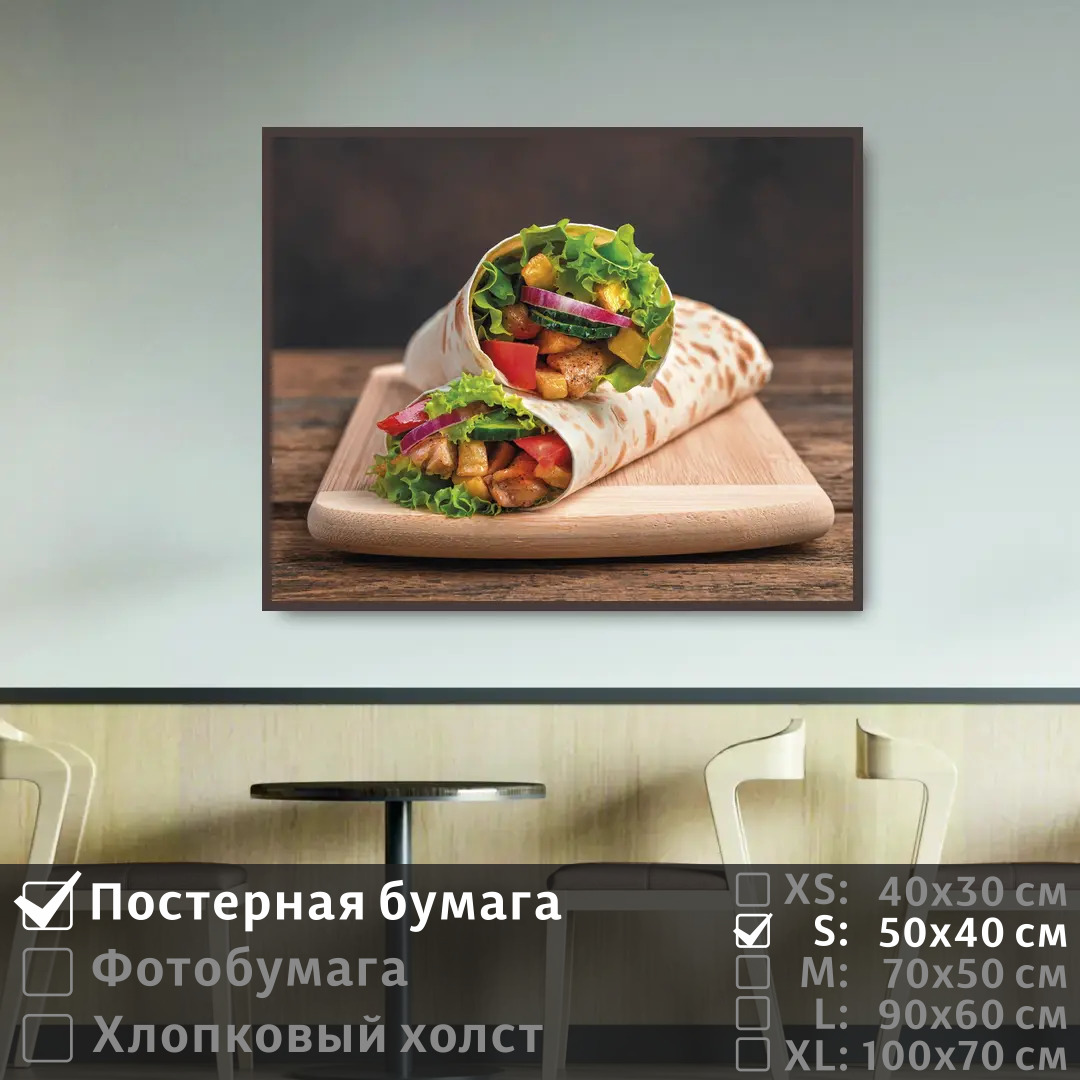 

Постер на стену ПолиЦентр Шаурма для кафе 50х40 см, ШаурмаДляКафе