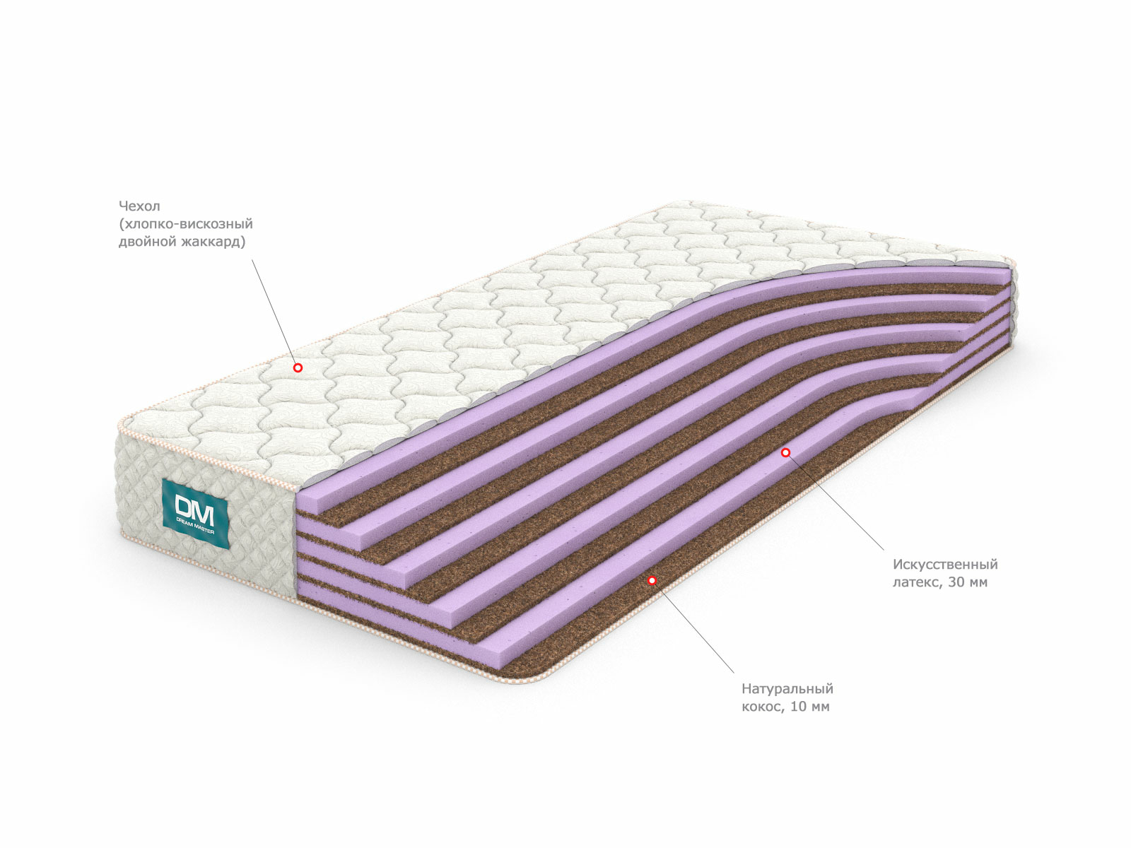 

Матрас Dream Master Эко 13 24 200х200, Белый, Эко 13 24