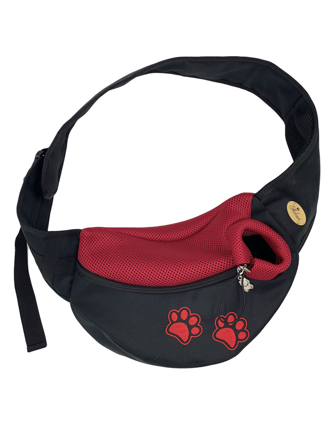 фото Сумка-слинг для переноски кошек и собак melenni 15x45x32см красный, черный с рисунком