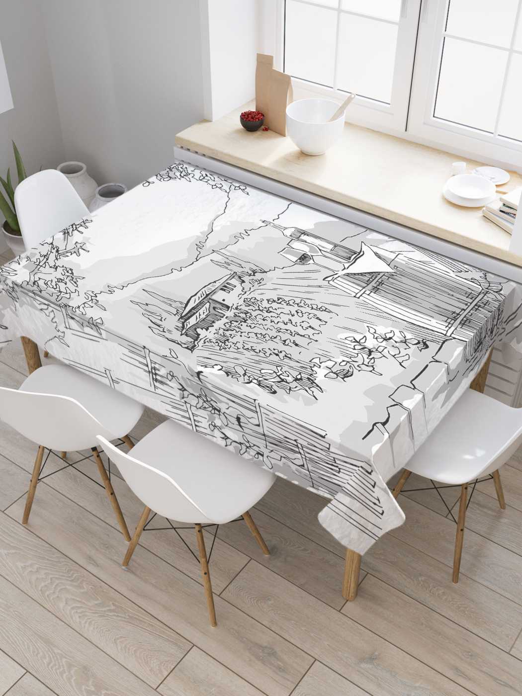 

Скатерть прямоугольная JoyArty "Виноградное производство" из сатена, 180x145 см, Черный, Виноградное производство