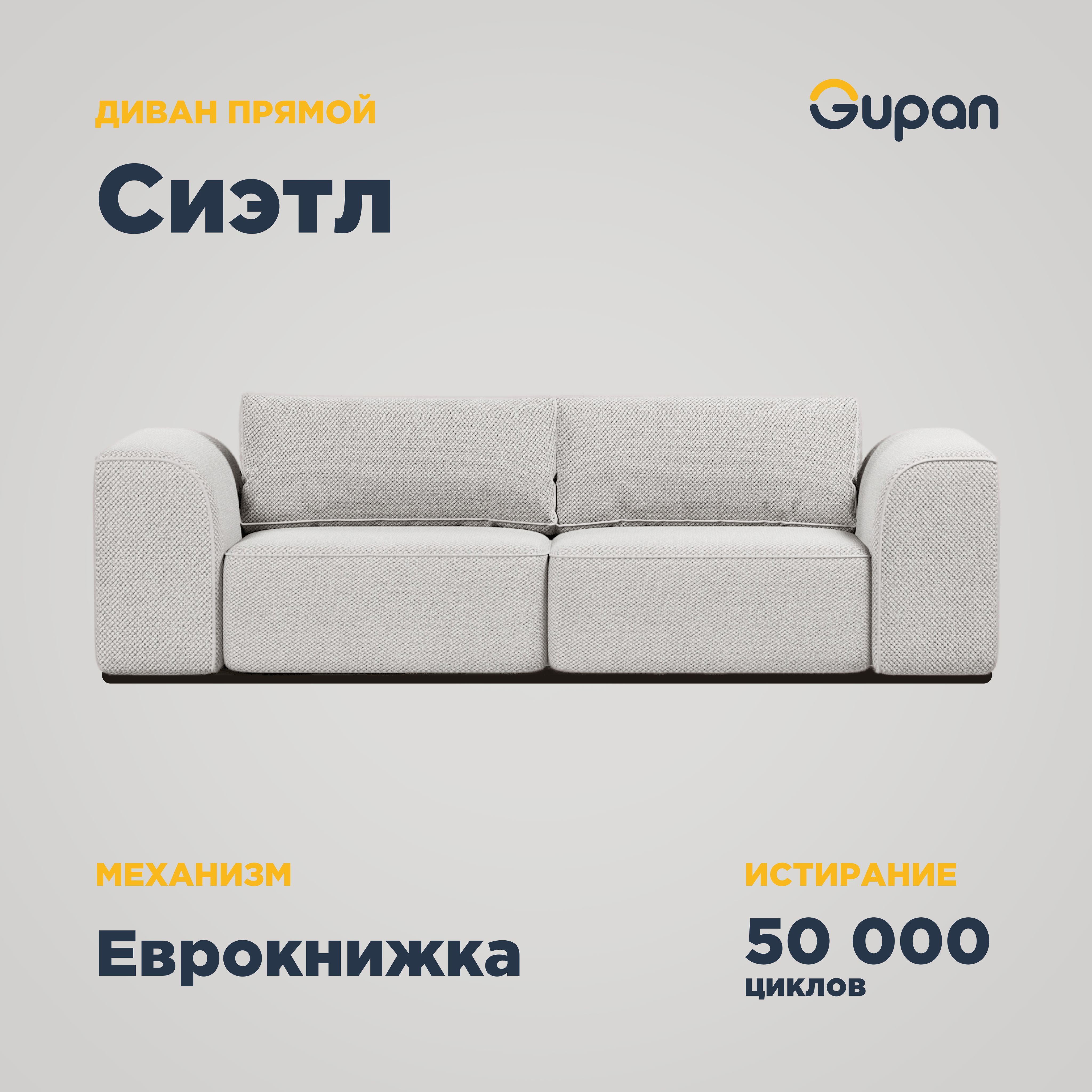 

Диван-кровать Gupan Сиэтл, материал Велюр, Amigo Ash, беспружинный, Сиэтл