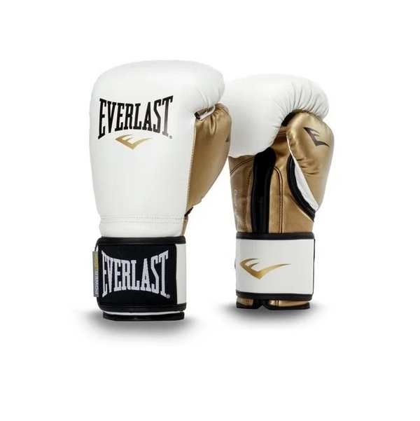 фото Перчатки тренировочные powerlock pu 2 12oz бел/золот. everlast