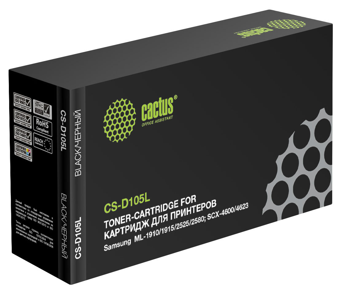 

Картридж для лазерного принтера CACTUS MLT-D105L Black для принтера Samsung, Черный, MLT-D105L