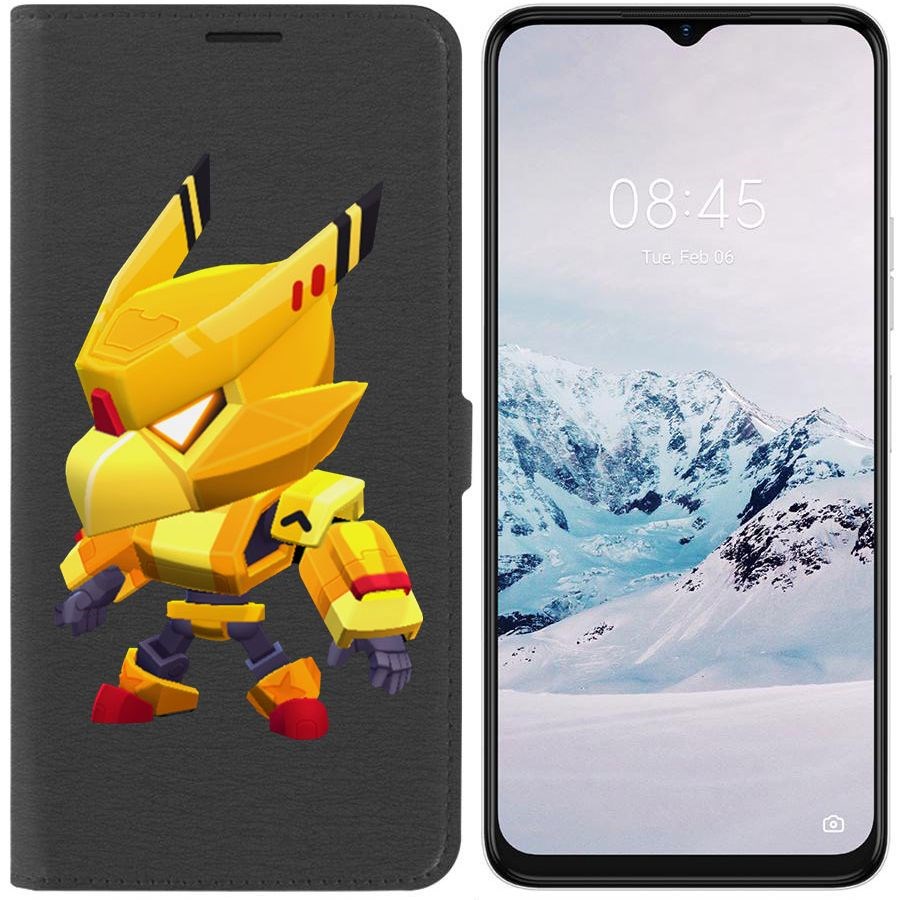 

Чехол-книжка Эко для Tecno Spark 9 Pro Brawl Stars-Ворон Золотой Меха