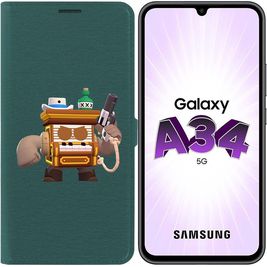 

Чехол-книжка Эко для Samsung Galaxy A34 5G (A346) Brawl Stars-8-БИТ из салуна