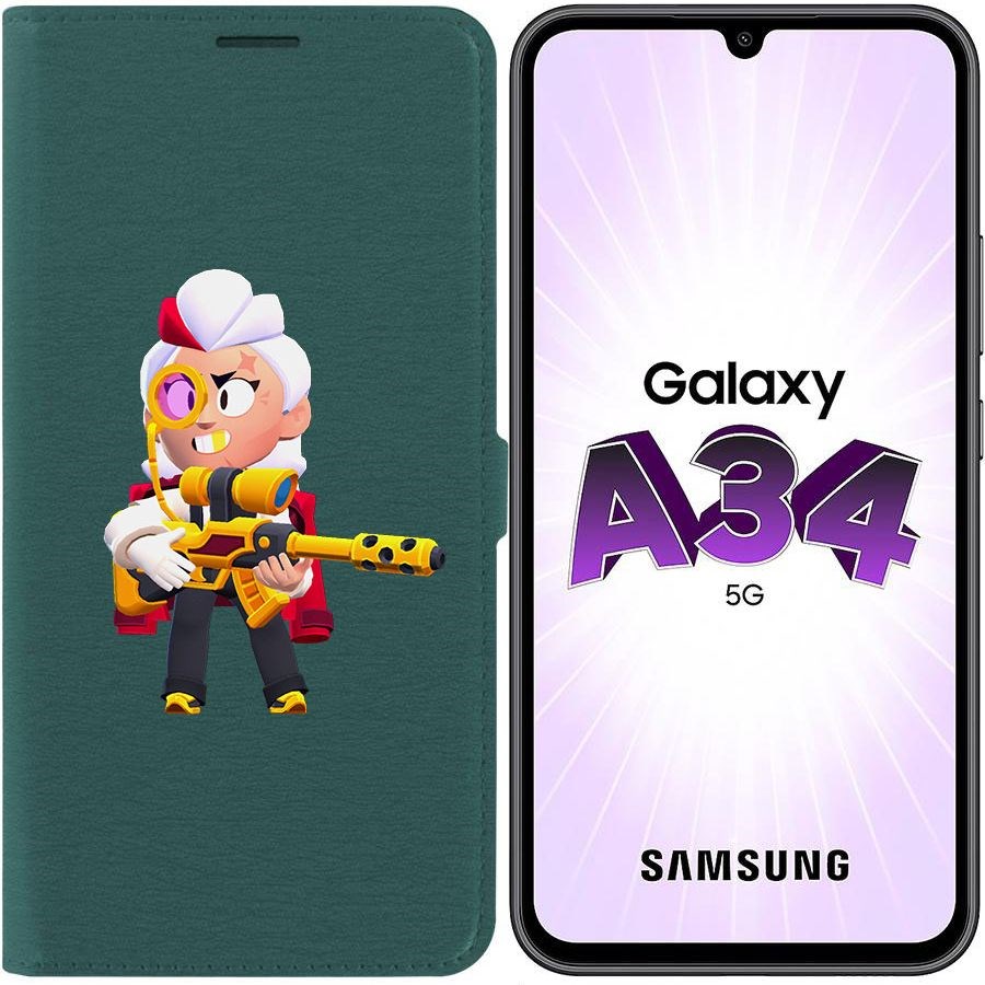 

Чехол-книжка Эко для Samsung Galaxy A34 5G (A346) Brawl Stars-Белль Голдхэнд