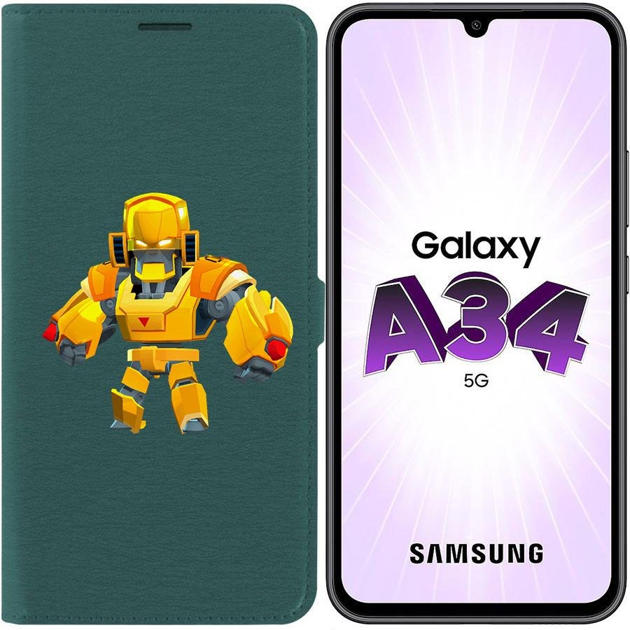 

Чехол-книжка Эко для Samsung Galaxy A34 5G (A346) Brawl Stars-Бо Золотой Меха