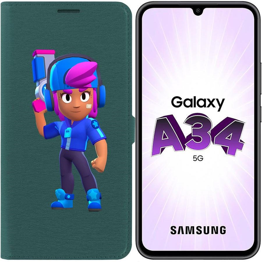 

Чехол-книжка Эко для Samsung Galaxy A34 5G (A346) Brawl Stars-Звёздная Шелли