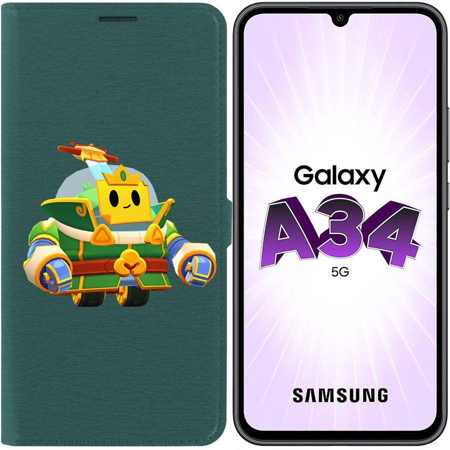 

Чехол-книжка Эко для Samsung Galaxy A34 5G (A346) Brawl Stars-Изумрудный Принц Спраут