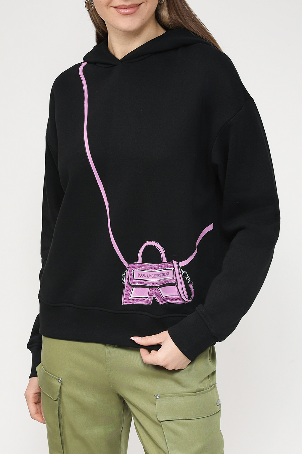 

Худи женское Karl Lagerfeld 236W1831 черное M, Черный, 236W1831