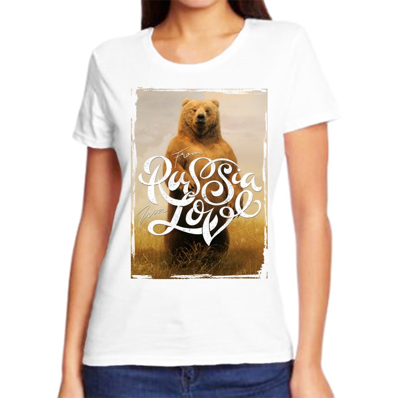 

Футболка женская белая 52 р-р с надписью Россия from Russia with love 6, Белый, fzh_russia_love