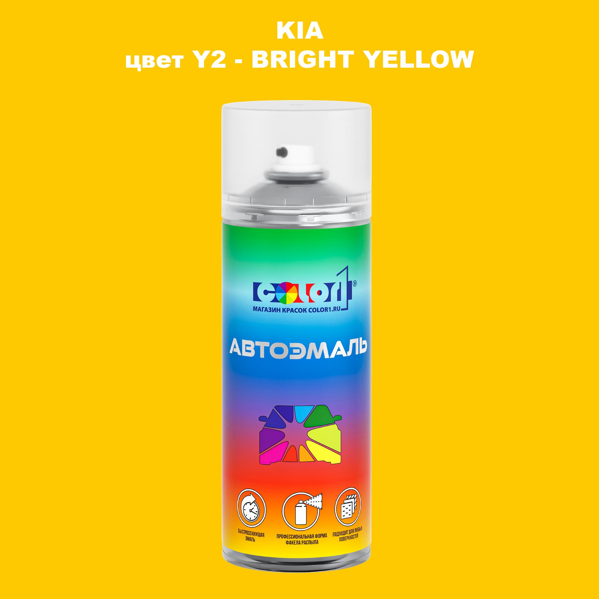 

Аэрозольная краска COLOR1 для KIA, цвет Y2 - BRIGHT YELLOW, Прозрачный