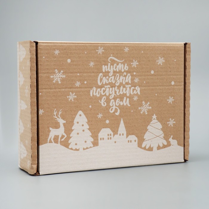 

Коробка сборная Дарите Счастье Снежный город, бурый, 27 х 21 х 9 см, Белый;коричневый