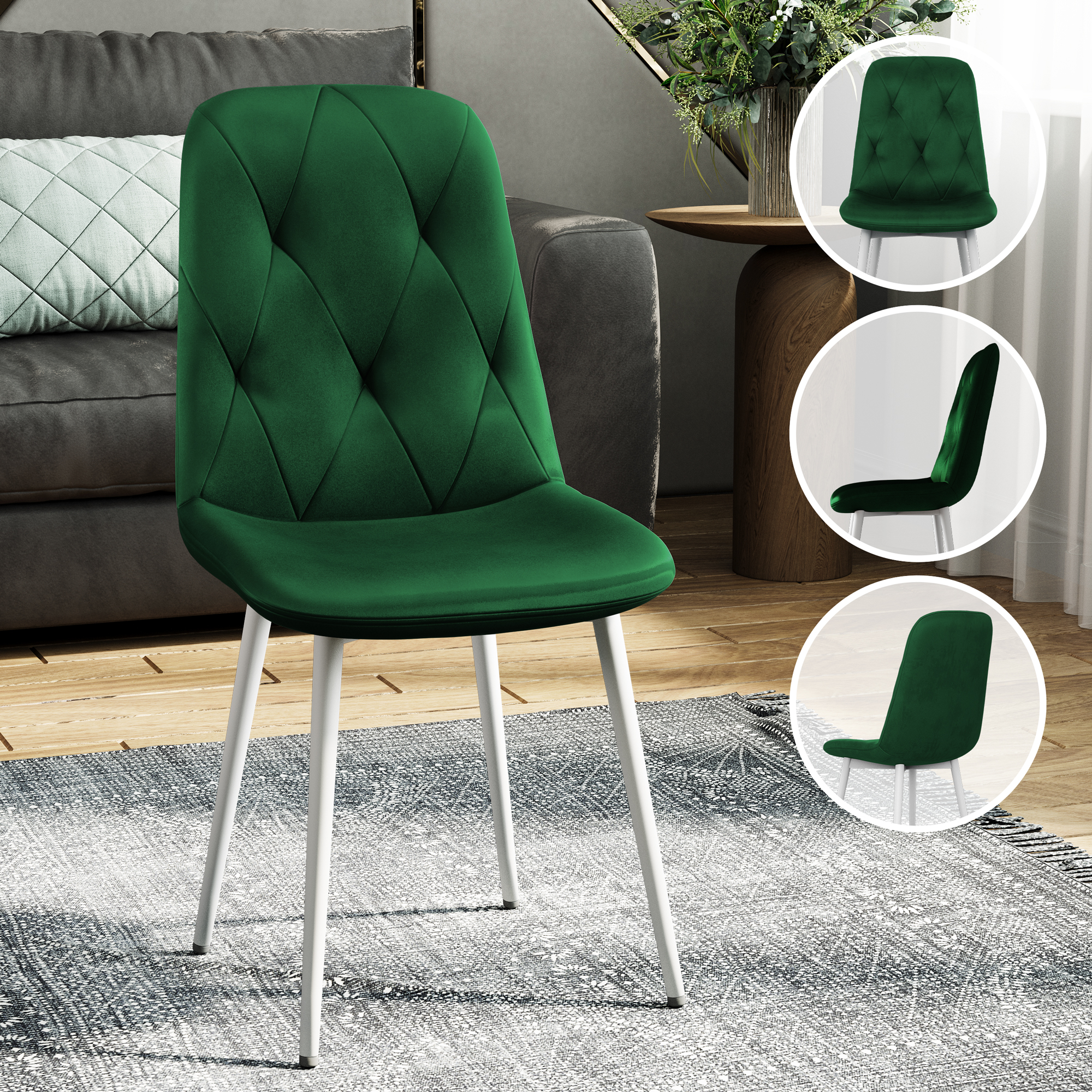 

Стул Soft&Chair DC-2103, каркас белый тк.зеленый/ Velvet HLR-57(56), 1шт, DC-2103