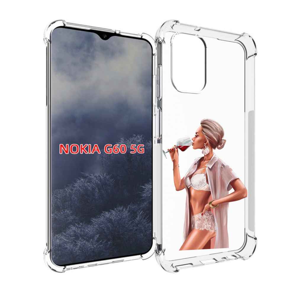 

Чехол MyPads Девушка-с-вином женский для Nokia G60 5G, Прозрачный, Tocco