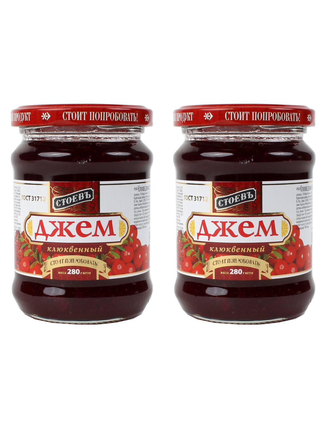 

Джем / Стоевъ / Клюквенный с/б (евро) 2 штуки по 280г.